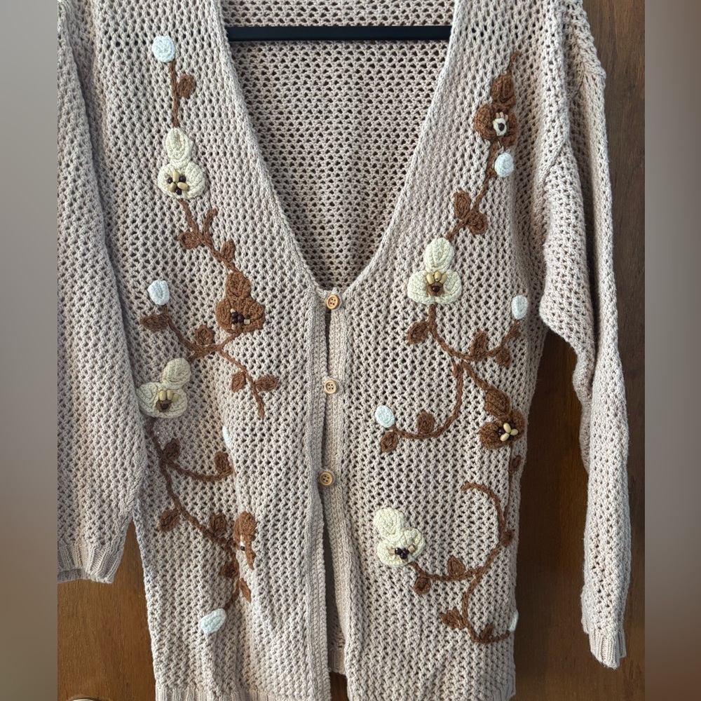 Samantha Starr Cardigan VTG Crochet Beautiful Details Med